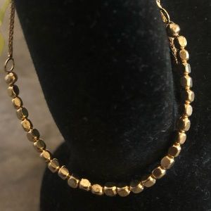 Lovely 14K YG Over Sterling Silver Beaded(Square) Bracelet